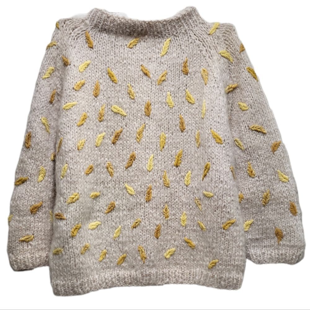 VINTAGE ILARIA 1960s‎ Hand Knit Leaf Print Sweater